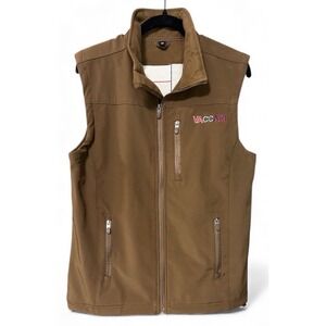 Vaccari Texas Embroidered Vest Zip Zipper Pockets Warm Logo Flag Medium
